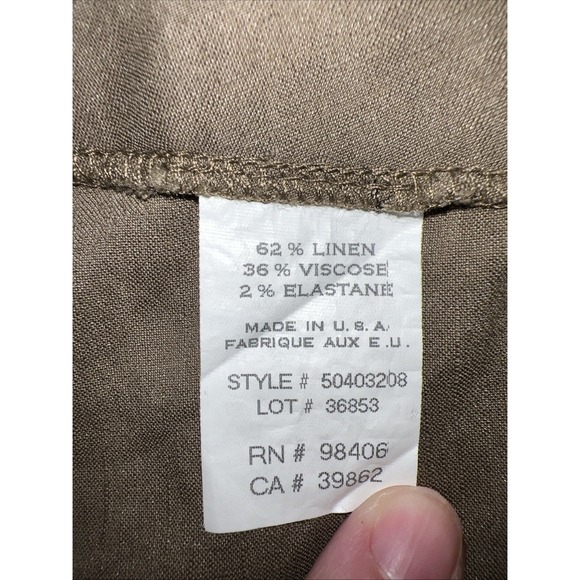 THEORY Women's‎ Brown Tailored Flat Front Flare Leg Linen Blend Trouser Size 6 - Picture 5 of 10